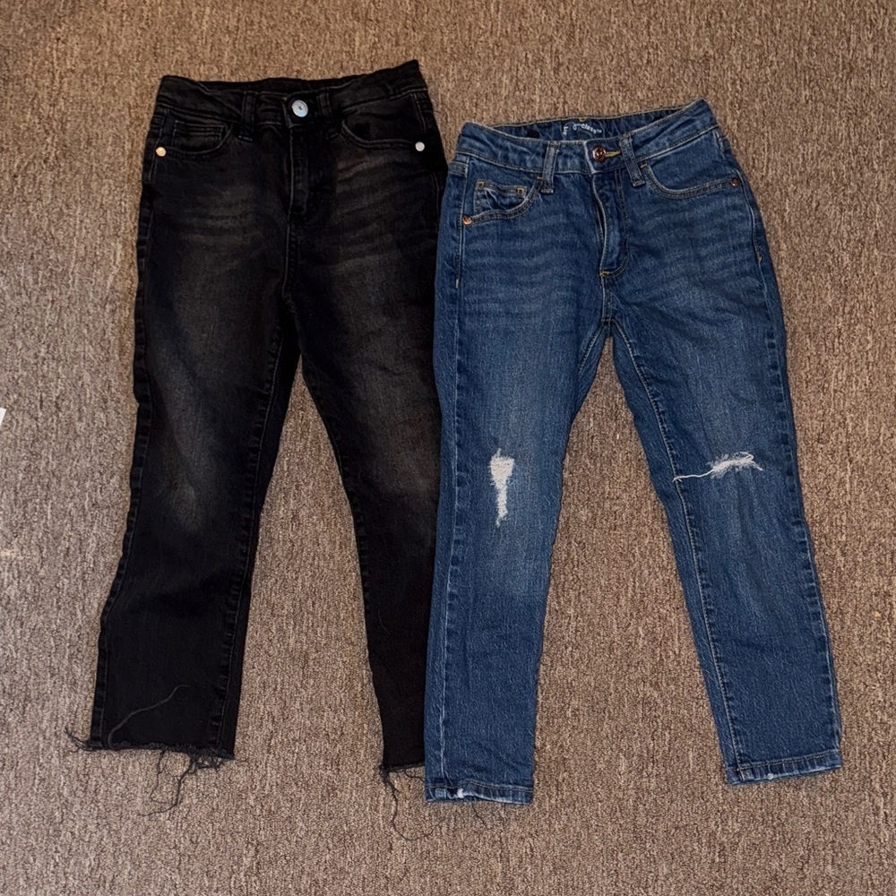 Girls Black and Blue Distressed Jeans Bundle